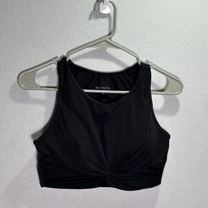 Athleta Womens Size S Top Bra Crop black Twist Crop Workout Scoop Neck Athletic